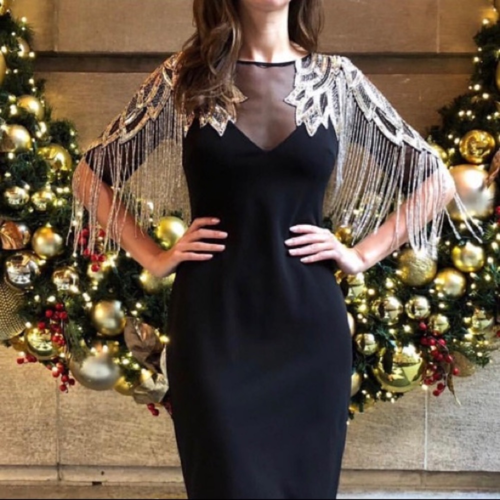 Aidan Mattox Embellished Beaded Fringe Gown - Picture 3 of 4